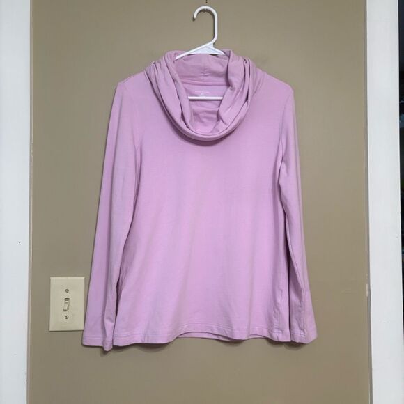 Lands End Women’s Pink Purple Cotton Blend Cowl Neck Sweater Petite Medium - Picture 1 of 9